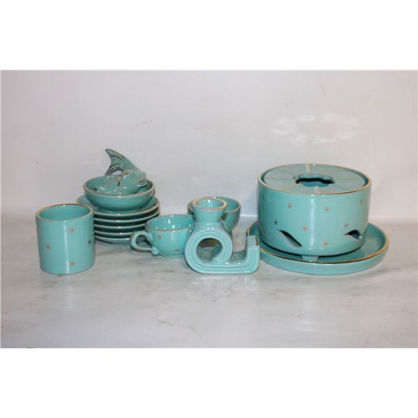 VINTAGE TURQUOISE 14 PIECE SET WITH STARS