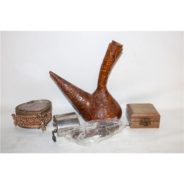 SPANISH WINE DECANTER, METAL NUTCRACKER,