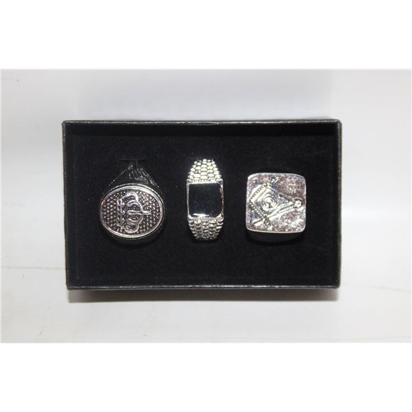 NEW 3PCS/SET MEN'S RING - SIZE 10 AND 11