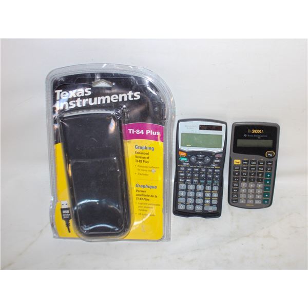 LOT OF CALCULATORS. ONE TEXAS INSTRUMENTS