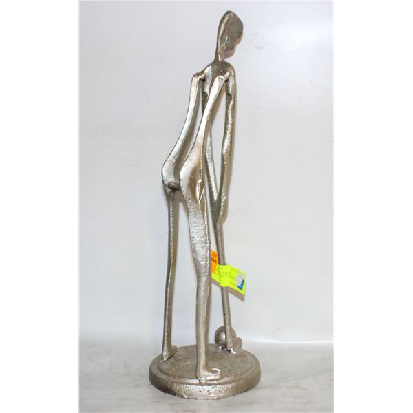 ESTATE GOLFING STATUE SILVER TONED