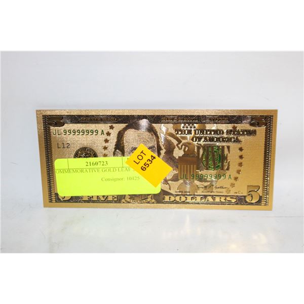 COMMEMORATIVE GOLD LEAF $5