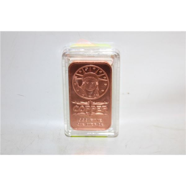 1 OZ FINE 999 COPPER BAR - AMERICAN LIBERTY