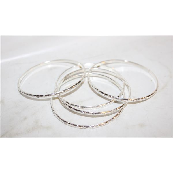 5 SILVER TONED BRACELETS