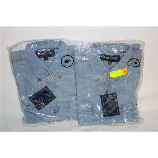 2 WESTLINE APPAREL SMALL DENIM SHIRTS