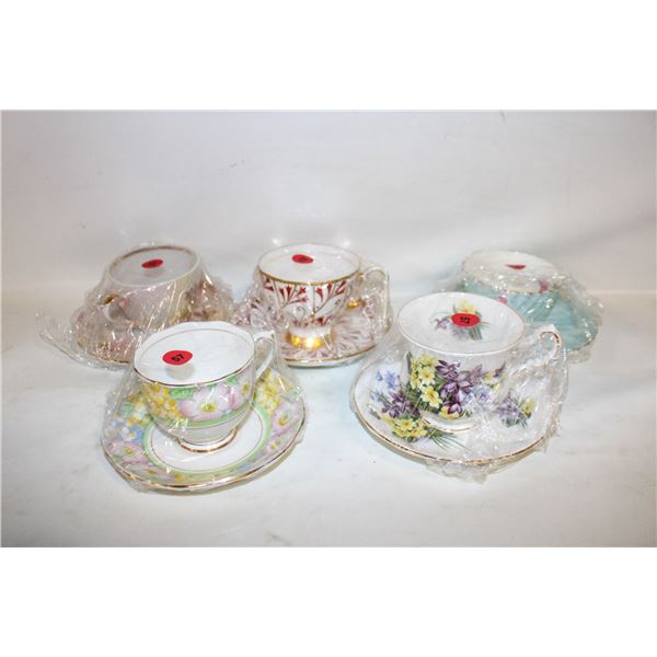 LOT OF 5 VINTAGE COLLECTOR CUPS+SAUCERS