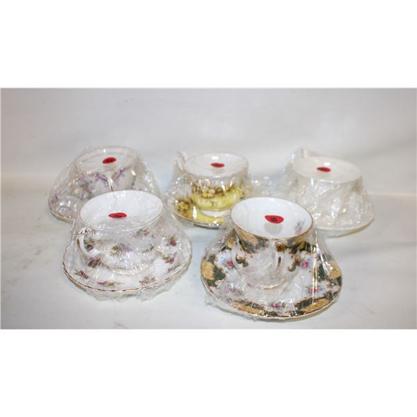 LOT OF 5 VINTAGE COLLECTOR CUPS+SAUCERS