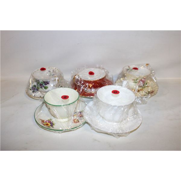 LOT OF 5 VINTAGE COLLECTOR CUPS+SAUCERS