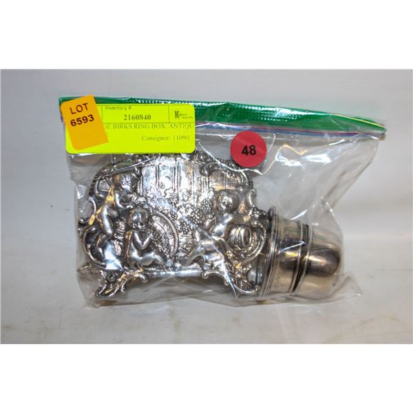 VINTAGE BIRKS RING BOX. ANTIQUE ORNATE