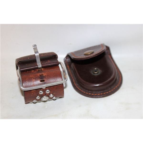 ESTATE LEATHER POCKET WATCH CASE & LEATHER WIDE