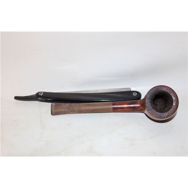 VINTAGE STRAIGHT RAZOR & PIPE TOGETHER-ESTATE