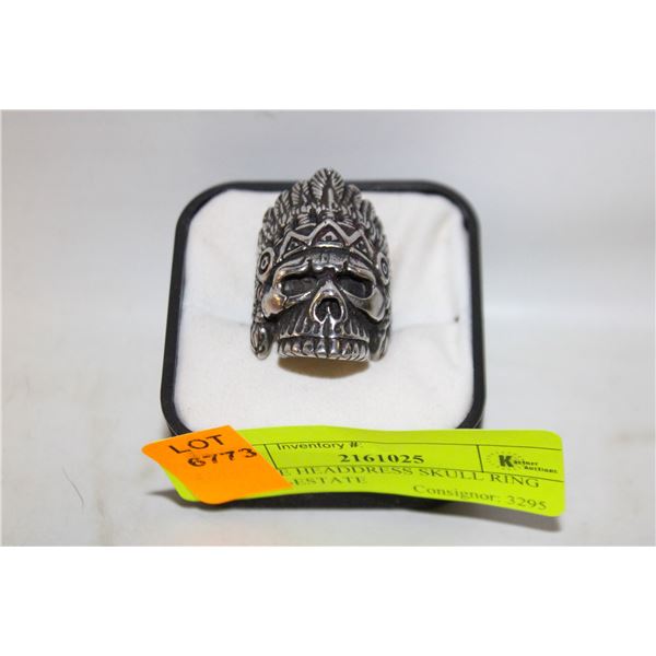 ESTATE HEADDRESS SKULL RING LARGE-ESTATE