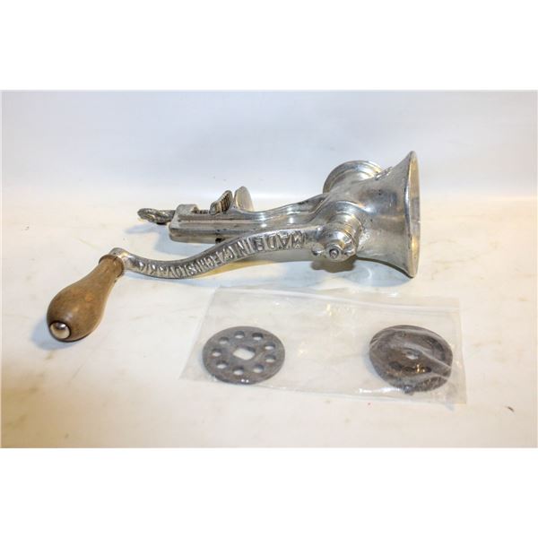 ANTIQUE MEAT GRINDER WITH 4 DISCS