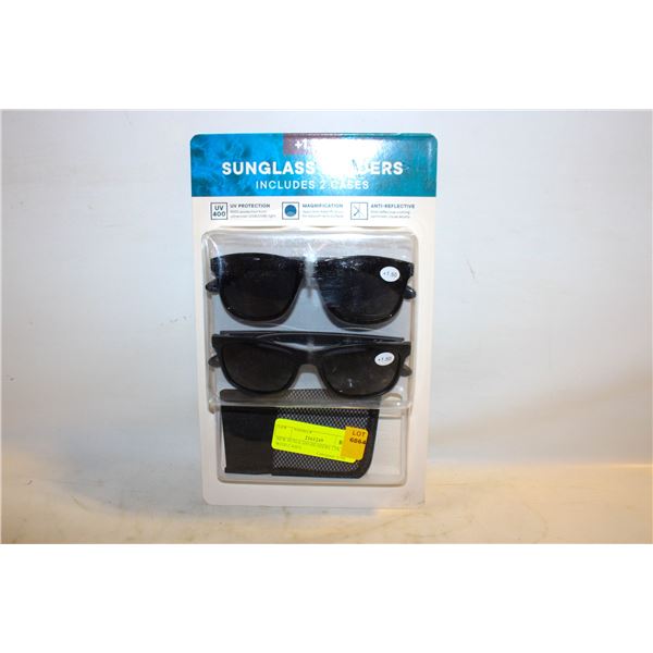 NEW SUNGLASS READERS 2 PK +1.50 WITH CASES