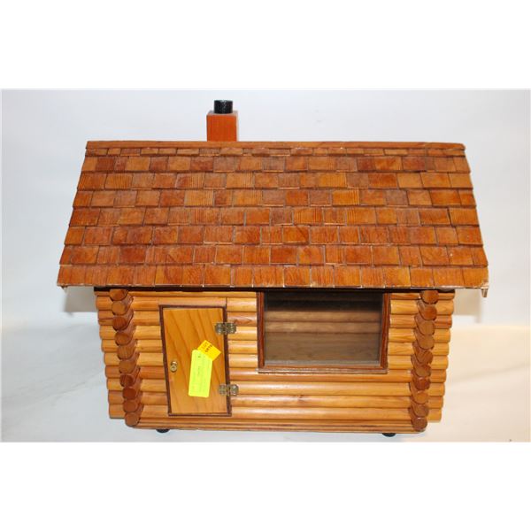 HANDMADE WOODEN CABIN MODEL WITH LIGHT