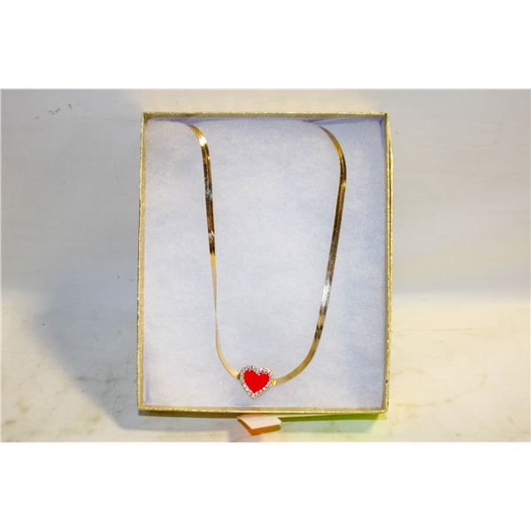 NEW HEART ENAMEL AND RHINESTONE FILLED