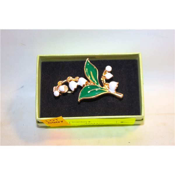 NEW CONVALLARIA FLOWER BROOCH 2.05” X 1.34”