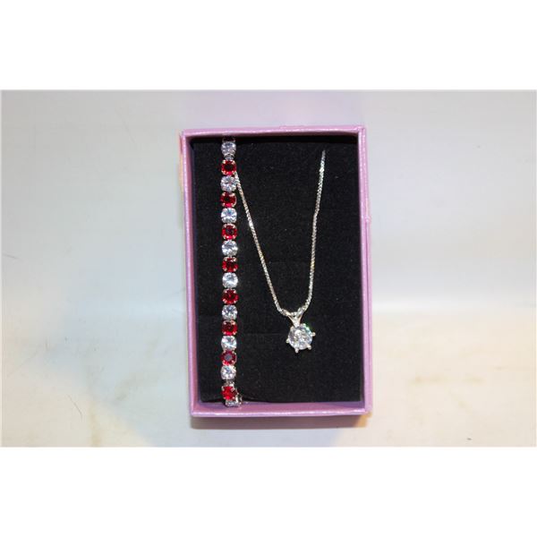 NEW TENNIS BRACELET RED & WHITE