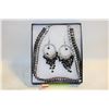 Image 1 : NECKLACE & CHANDELIER EARRINGS SET BLACK,