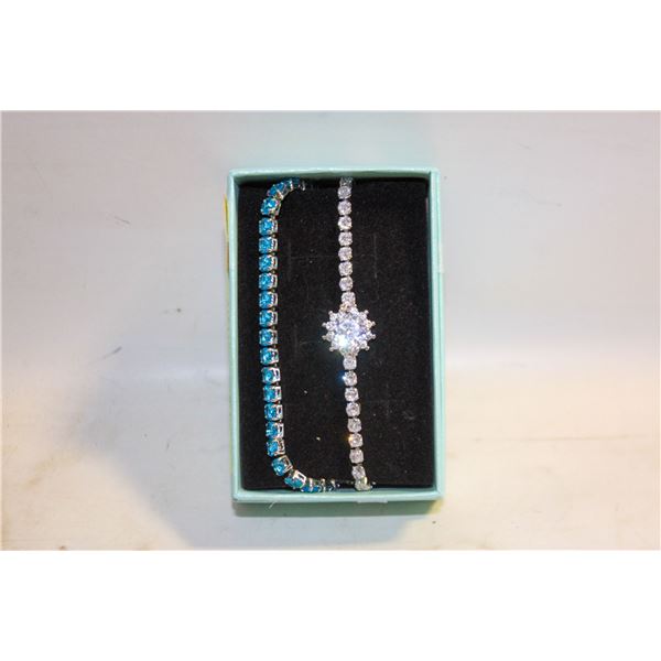 2 NEW BRACELETS TENNIS BLUE RHINESTONES