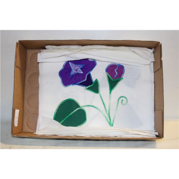 12 SQUARE 13"X13" FLOWER QUILT BLOCKS