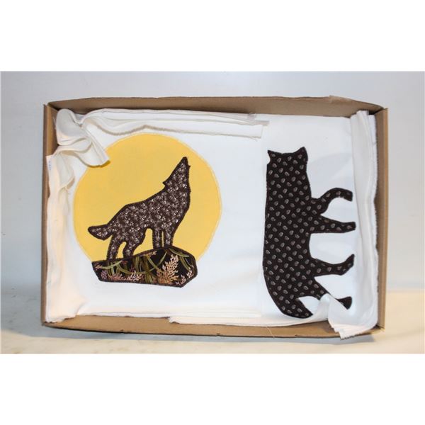 10 SQUARE 12"X12" WOLF QUILT BLOCKS,