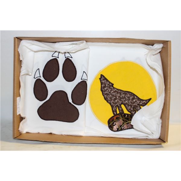 10 SQUARE 12"X12" WOLF QUILT BLOCKS,