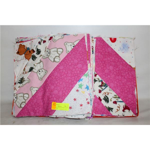30 SQUARE 12"X12" FLANNEL QUILT BLOCKS, PINK