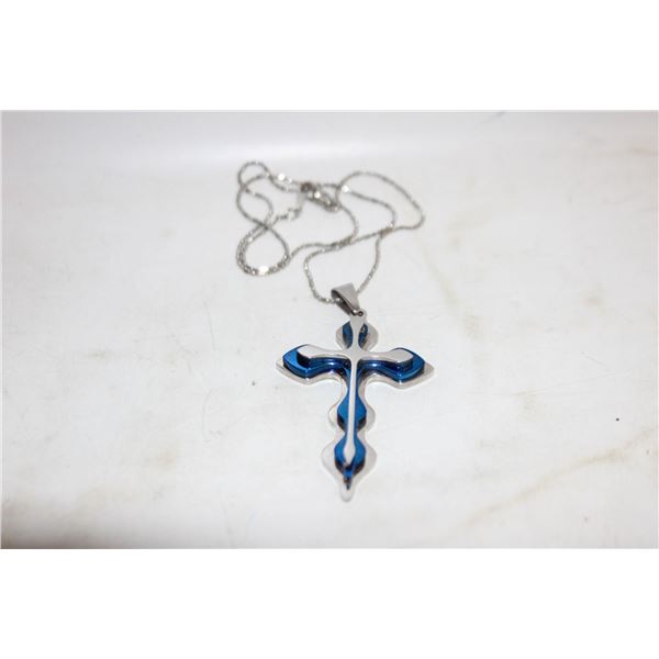 GOLD PLATED CHAIN WITH BLUE CROSS PENDANT