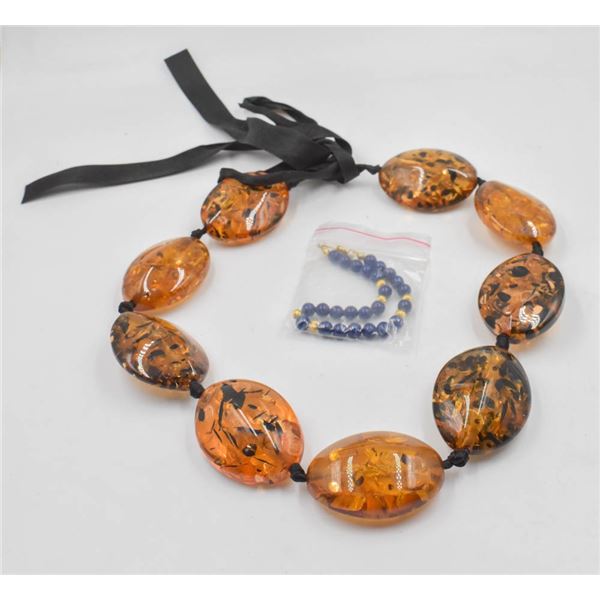 STONE & AMBER FAUX JEWELRY-ESTATE