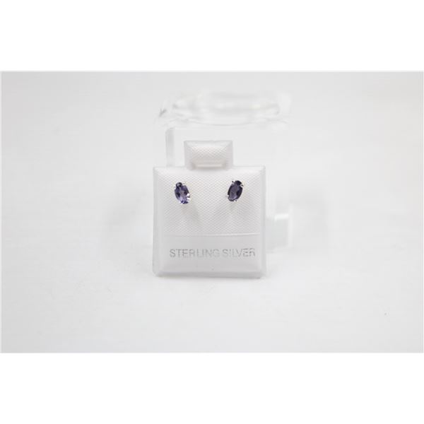 #26-NATURAL IOLITE STUD EARRINGS