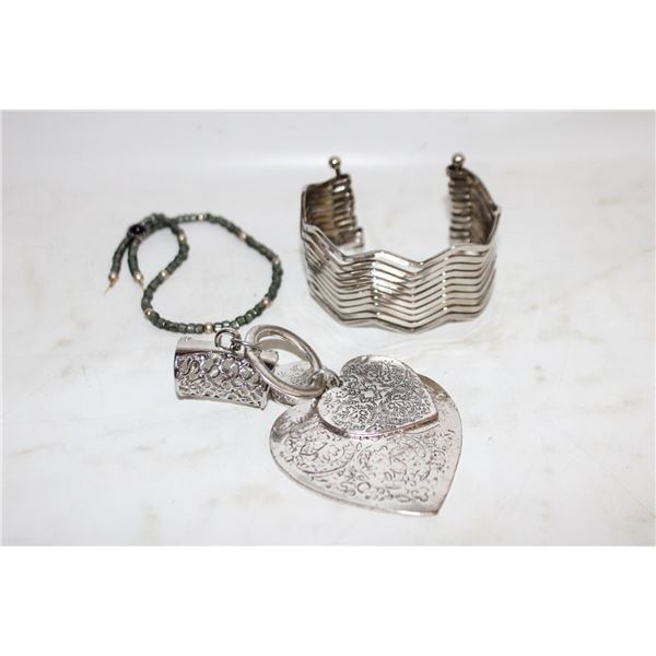 HEART THEMED SCARF RING; ZIG ZAG CUFF BRACELET;