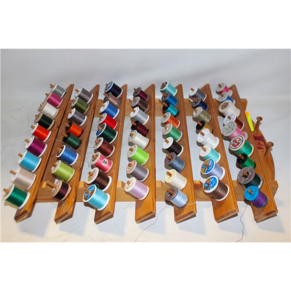SEWING THREAD WOOD RACK WITH 60 SPOOLS