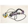 Image 1 : AMETHYST AND LAVA STONE BRACELET; HEART SHAPED
