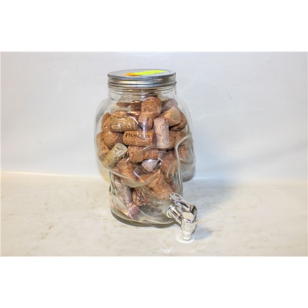 GLASS SKULL BEVERAGE DISPENSER FILLED W/WINE