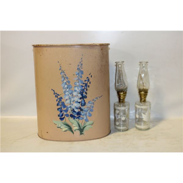 2 FOSTER FORBES MAPLE LEAF OIL LAMPS AND VINTAGE