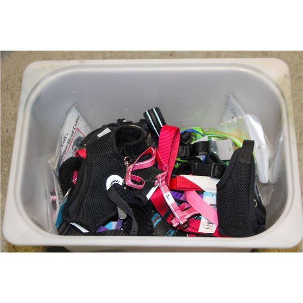 BIN LOAD OF LEASHES COLLARS HARNESSES LOTS