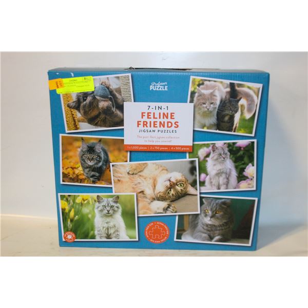 NEW PROFESSOR PUZZLE FELINE FRIENDS 7 PUZZLES