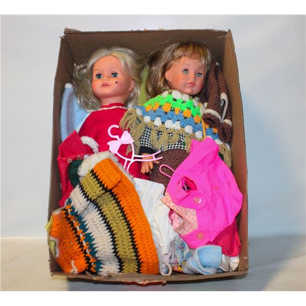 DOLLS FROM 60'S WITH ASSORTED CLOTHING