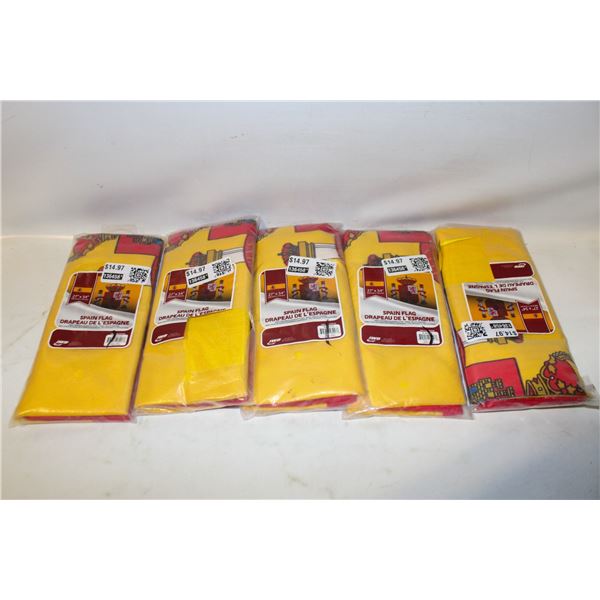 5 NEW SPAIN FLAGS 27"X54"