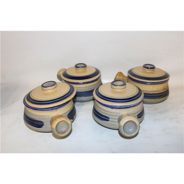 4X POTTERY FRENCH ONION SOUP WITH LIDS