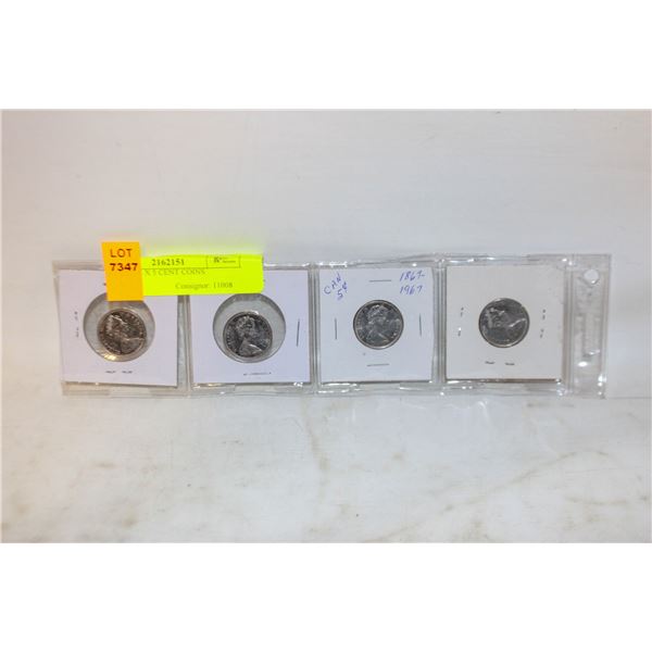 1867-1967 4 X 5 CENT COINS