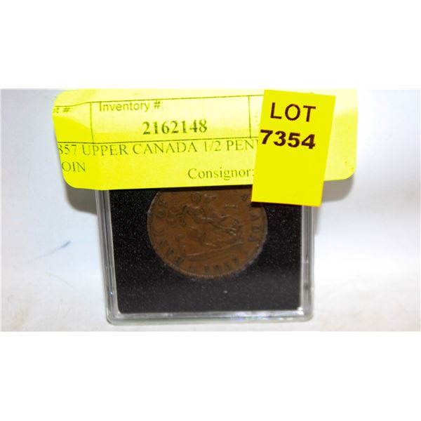 1857 UPPER CANADA 1/2 PENNY COIN