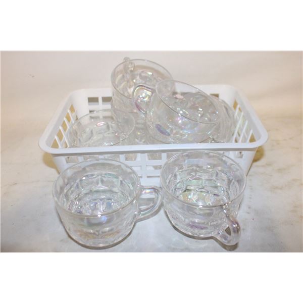 SET OF 8 VINTAGE CARNIVAL GLASS CUPS