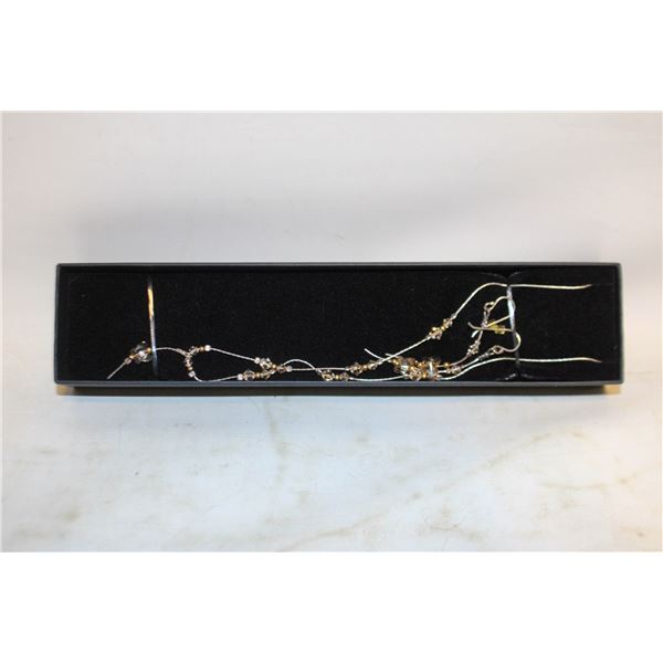 .925 SILVER & CRYSTAL BUTTERFLY NECKLACE & EAR