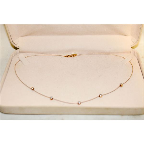 10KT GOLD VINTAGE NECKLACE FEAT 5 BRILLIANT
