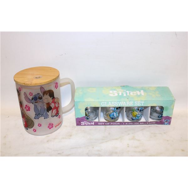 STITCH 4 GLASS SET PLUS LELO AND GLASS CUP WITH LI