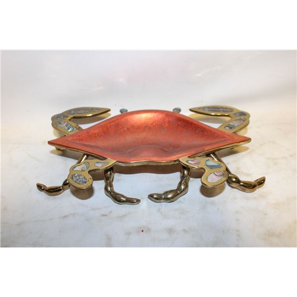 COPPER, BRASS, ABALONE CRAB BOWL