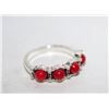Image 1 : 13) SILVER TONE WITH 4 ROUND RED TURQUOISE