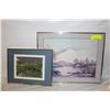 Image 1 : 2)   FRAMED, MATTED, UNDER GLASS PRINT BY